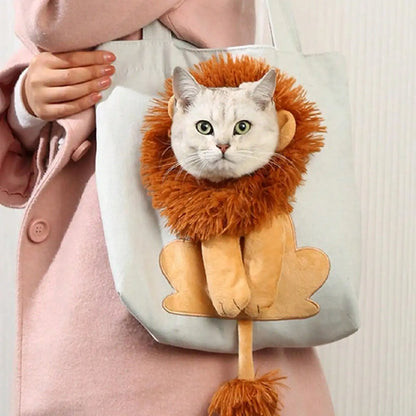 Cat Canvas Shoulder Bag Lion Shaped