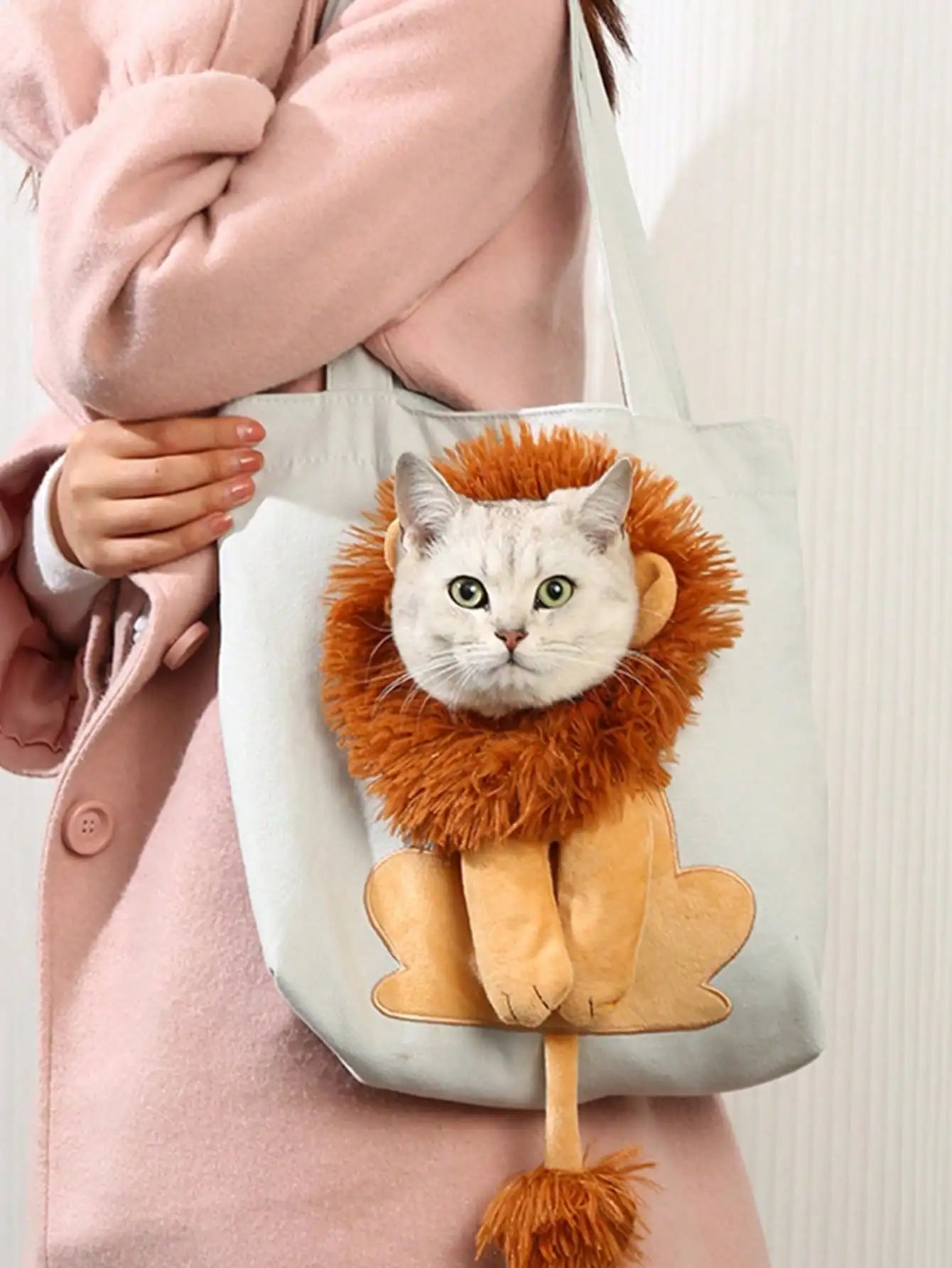 Cat Canvas Shoulder Bag Lion Shaped